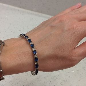 10k gold Sapphire & Diamond tennis bracelet